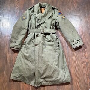Vintage 1959 Military Jacket Mens M Long OG 107 Overcoat Vietnam Trench w/ Liner